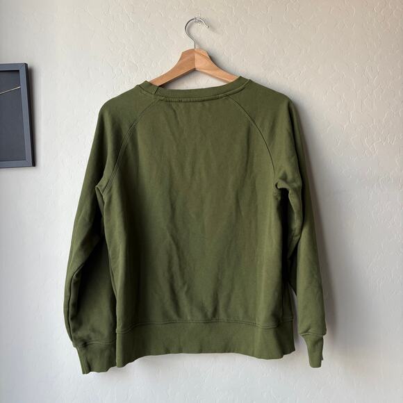 Sezane Sweatshirt Olive Green La Chamade Crewneck Heart Print Size L - Picture 6 of 8